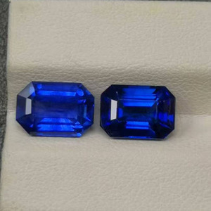Zafiro azul real natural sin calentar de 3.756 quilates y esmeralda de 3.526 quilates, corte esmeralda, piedra preciosa suelta de Sri Lanka para engaste en pendientes y joyería. - Product Image 5