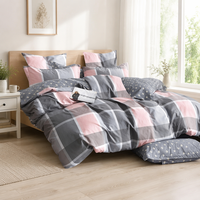 Parure de lit en coton élégante classique Gris et Blanc double face pour B&B, livraison directe UE, 3 pièces - Stock Pologne