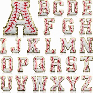 Parche de béisbol de Softball, obra de arte de béisbol de chenilla brillante con letras y números, nuevo - Product Image 1