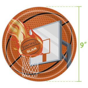 Assiettes en carton Slam de basketball, rondes de 7 pouces, pour fête d'anniversaire - Product Image 2