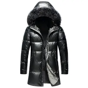high quality fashion shiny color puffer jacket dasongshan men thick warm jackets fox fur long down jacket