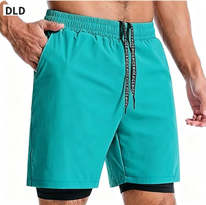 Shorts de course athlétiques 2 en 1 pour hommes, shorts de basketball à séchage rapide avec doublure de compression, shorts d'entraînement de gym avec poches - Product Image 5