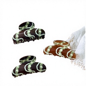 Pince à cheveux en acrylique à motif de feuilles tropicales hawaïennes pour femmes et filles, idéale pour l'été, la plage et l'usage quotidien, haute qualité, personnalisable - Product Image 2