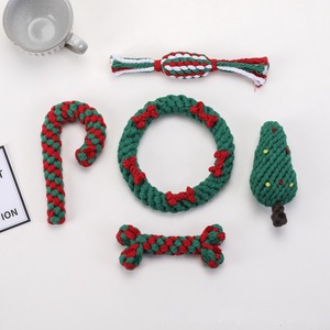 Navidad vacaciones árbol caramelo forma cachorro masticar juguetes algodón mordedura resistente perro cuerda Juguetes - Product Image 3