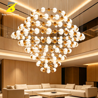 Lustre combiné sphérique en verre et métal, style moderne et luxueux, pour villa, atrium, hall d'hôtel