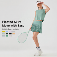 Rok Tenis Wanita Pinggang Tinggi Lipit dengan Celana Pendek Terpadu, Kantong, Kontrol Perut, Cepat Kering, Bernapas, Elastis, Skort Golf Atletik
