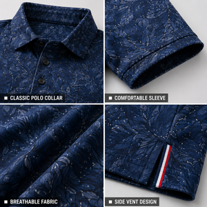 Polo de Golf Abstracto Azul Marino Premium Personalizado para Hombre, Ropa Corporativa de Marca Privada con Absorción de Humedad, OEM - Product Image 3