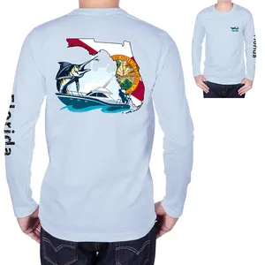 Maßge schneiderte Anti-UV-Sonnenschutz Sublimation Fisch Hoody Wear Quick Dry Jersey Kapuzen-Angel hemden Langarm-Wander hemd Herren