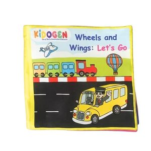 หนังสือผ้าสำหรับเด็ก KIDOGEN Transport |   หนังสือเรียนรู้เกี่ยวกับยานพาหนะสำหรับเด็กเล็ก |   การระบุประเภทรถยนต์ รถบัส รถไฟ และเครื่องบิน - Product Image 1
