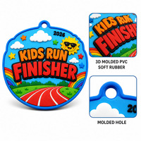 Médaille de course pour enfants en PVC souple 3D personnalisée, motif vague solaire imprimé UV, écologique, non toxique, durable