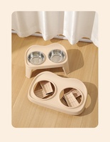 Bols doubles surélevés pliables pour chiens, pour boire et manger, en plastique et acier inoxydable, à motif uni, pour chiens de taille moyenne/grande