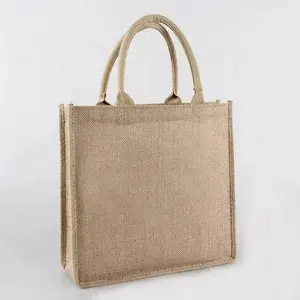 huahao hot sale bolsa de yute burlap hessian hemp recycled recyclable jute shopping tote customized jute bag wholesale