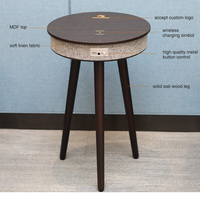 Table basse ronde en bois nordique intelligente HOMEMORE pour salon, avec haut-parleur et chargeur sans fil