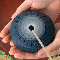 4-Inch Carbon Steel Tongue Drum Kit 9-Tongue Musical Scale Single Layer Handmade Non-Slip Hand Drum Christmas Present