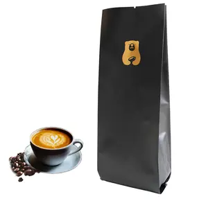 Hot Sale 500g Soft Moisture-proof Pvc Octagonal Seal Custom Color Gold Stamping Black Coffee Package Bag With Valve