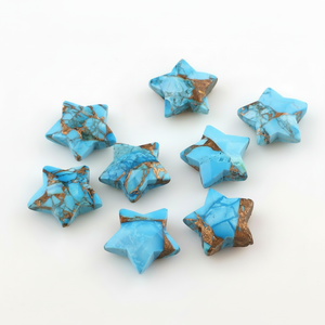 Precio de fábrica al por mayor Briolette Mohave cobre azul turquesa tallado forma de estrella en miniatura para la fabricación de joyas piedras preciosas sueltas - Product Image 1