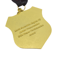 Médaille de football 3D en métal plaqué or personnalisée de haute qualité pour club de football KF Shqiponja, avec thème sportif