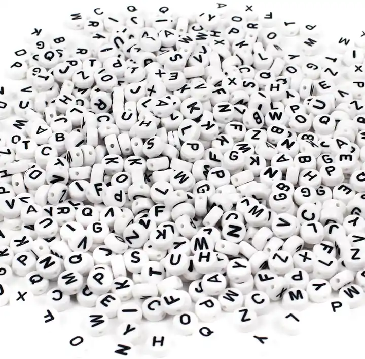 Bead Landing Number Acrylic Circle Craft Beads - White & Black - 7mm - Each