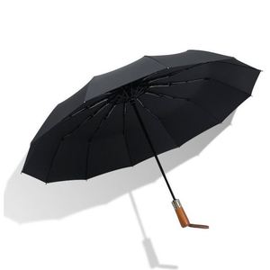 Automatic <b>Umbrella</b> With Wooden Handle 12-Rib Reinforced <b>Windproof</b> Business Fully Automatic Men Sun and Rain <b>Umbrella</b> - Product Image 6