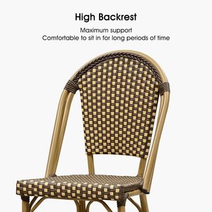 Sedie da Pranzo Stile Bistrot Francese, Design Tradizionale con Telaio <span class=keywords><strong>in</strong></span> Alluminio e Finitura <span class=keywords><strong>in</strong></span> Bambù, <span class=keywords><strong>Sedia</strong></span> Multicolore <span class=keywords><strong>in</strong></span> Rattan per Esterni, Ristoranti e Hotel - Product Image 5