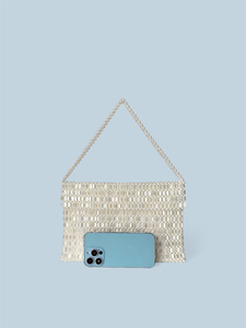 Bolso <span class=keywords><strong>de</strong></span> Moda Brillante con Cuentas Acrílicas Planas en Forma <span class=keywords><strong>de</strong></span> Almendra, Tejido a Mano, Tipo Bandolera/Axilar con Tapa Abatible para Mujer - Product Image 6