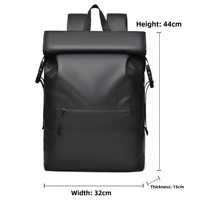 Sac à dos pour ordinateur portable en PU imperméable grande capacité haut de gamme pour hommes, style simple, sac d'école pour étudiants, idéal pour les trajets quotidiens et les affaires