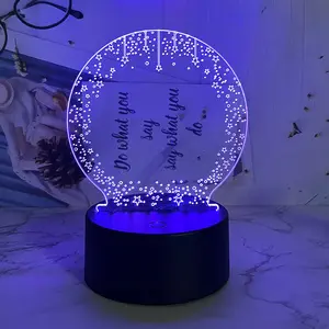 Small Night Light 3D Writable Night Light Message Board Memo Acrylic DIY RGB LED Lamp Writing Board Night Light