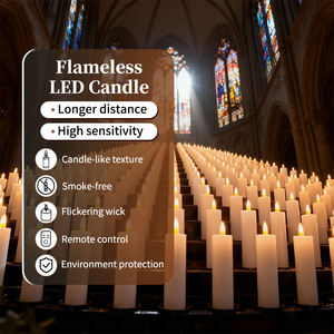 Lilin LED pilar besar tanpa api, tekstur simulasi, dengan remote timer, baterai, efek lilin berkedip, untuk dekorasi festival - Product Image 1
