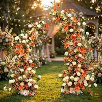 Ensemble d'arrangements floraux artificiels en corne orange chaud pour arche de mariage, toile de fond florale pour scène extérieure, fête et décoration d'événements