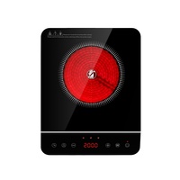 Plaque chauffante électrique infrarouge portable 2000W, cuisinière à brûleur unique avec commande tactile, design étanche, certifiée CE CB, pour usage en cuisine