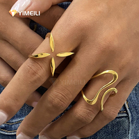Bagues de mariage ajustables pour femmes en acier inoxydable plaqué or 18 carats YML, bijoux géométriques irréguliers ouverts, résistants au ternissement