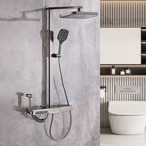 Ensemble de douche mural en aluminium brossé avec affichage numérique pour la maison salle de bain avec jet doux et éclairage <span class=keywords><strong>d</strong></span>'<span class=keywords><strong>ambiance</strong></span> - Product Image 6