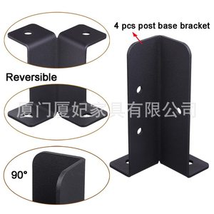 Adjustable <b>Wooden</b> <b>Fence</b> <b>Post</b> <b>Brackets</b> Carbon Steel Black 4 Pack Outdoor Support Reinforcement Accessories - Product Image 4