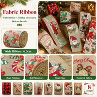 Ruban en toile de jute synthétique imprimé Noël, rouleau de ruban pour couronnes d'arbre, guirlandes, escaliers, nœuds cadeaux, décorations de fêtes, fournisseur en gros