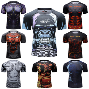 <strong>Custom</strong> Logo Polyester Spandex Sport <strong>T</strong> <strong>Shirt</strong> Men <strong>3d</strong> Sublimation Heat Transfer <strong>Printing</strong> Running Compression Fitness <strong>Shirt</strong> Rash Top - Product Image 6