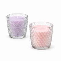 Vente en gros de verres à eau vintage multi-motifs, porte-bougie en verre transparent gaufré, cadeau de fête, décoration de table, récipient