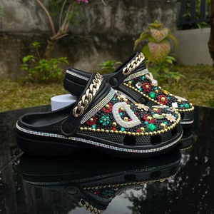 2026 New European American Fashion Brand Simple <b>Clogs</b> Handmade Inlaid Diamond Slippers for Women French Style Ladies Slippers - Product Image 2