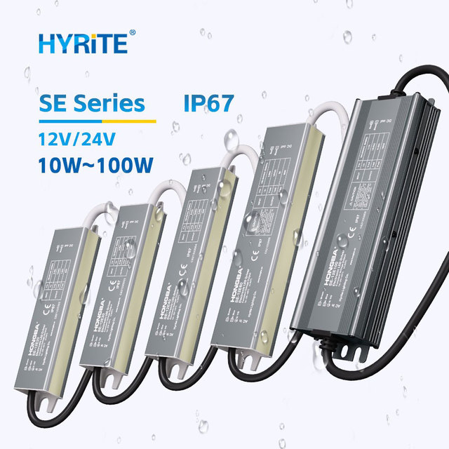IP67 Waterproof High Efficiency LED Power Supply 10W-1000W Input AC to DC100-240V Output 12V/24V DC SMPS PFC CE UL LED Driver