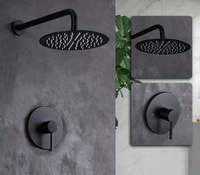 Kit de baignoire et de douche noir mat, Kit de garniture de douche à poignée unique, ensemble de robinets de douche