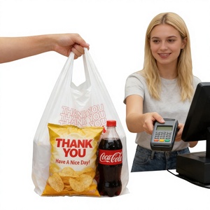 High Load Bearing HDPE T-Shirt <b>Bags</b> with Sturdy Hand Length Handle Customizable for Bulk Shopping & Commercial Retail <b>Packaging</b> - Product Image 3