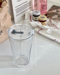 Vasos Bonitos para Café Helado, Vasos de Vidrio Estéticos, Vaso Térmico para Café, Vaso de Agua de 15 oz con Pajita y Tapa - Product Image 1