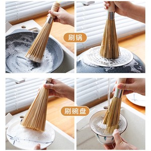 Natural Bamboo Pot <b>Brush</b> Long Handle Kitchen Cleaning Tool For Cooking Utensils - Product Image 3