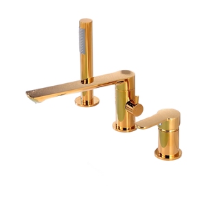 Vàng Hiện Đại 4 Mảnh Nóng Và Lạnh Sàn Gắn Brass Bồn Tắm Bồn Tắm Tập Tin Đính Kèm Tap Vòi Nước Thiết Lập Với Tay Vòi Hoa Sen Vòi Nước - Product Image 2