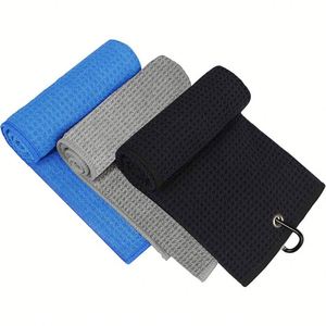 Latest Design Microfiber Waffle Quick-Dry Custom Logo Magnetic Golf Towel With <b>Hook</b> - Product Image 2