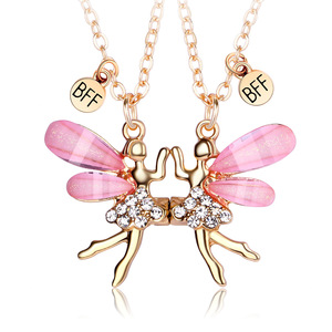 Collar con Colgante de Mariposa Magnética Amigas, Cadena de Eslabones Chapada en Oro de 14K <span class=keywords><strong>para</strong></span> Niñas, Mejores Amigas por <span class=keywords><strong>Siempre</strong></span> - Product Image 1