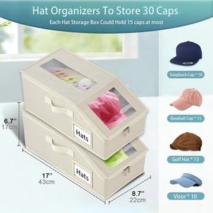 Caja de Almacenamiento <span class=keywords><strong>para</strong></span> Gorras de Tela No Tejida, Organizador Plegable con Cierre <span class=keywords><strong>para</strong></span> <span class=keywords><strong>Sombreros</strong></span>, <span class=keywords><strong>para</strong></span> Vendedores de AMZ - Product Image 2