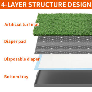 犬と小さなペット用の人工芝子犬のおしっこパッド超吸収性再利用可能な3層トイレトレーニングパッドシリコントレイ付き - Product Image 2