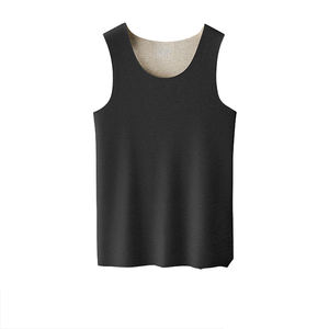 New Style <b>Men's</b> <b>Thermal</b> <b>Vest</b> Silk Wool Blend Solid Color Sleeveless Seamless Base Layer <b>Vest</b> <b>For</b> Autumn And Winter - Product Image 2
