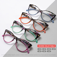 Lunettes de vue œil-de-chat demi-cerclées à imprimé floral tendance pour femmes, verres transparents, style élégant, légères, RML