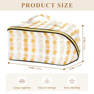 Yellow Puakenikeni Flower Large Golden Zipper <b>Makeup</b> <b>Case</b> Travel Toiletry Skincare Organizer Hawaii Custom Print Cosmetic Bag - Product Image 3